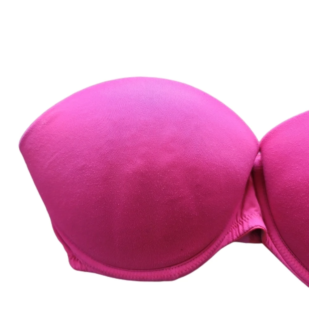 Victoria's Secret PINK Bra Size 32D Pink Strapless Padded Underwire - Picture 2 of 4
